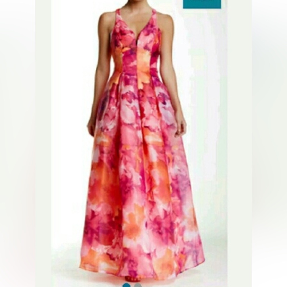 Pink floral ball gown